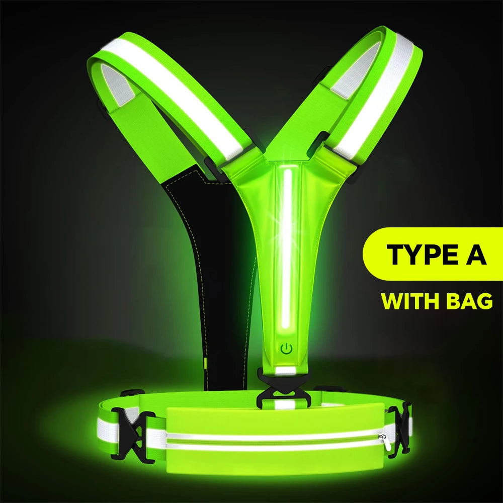 LED Reflective Running Vest USB Charging