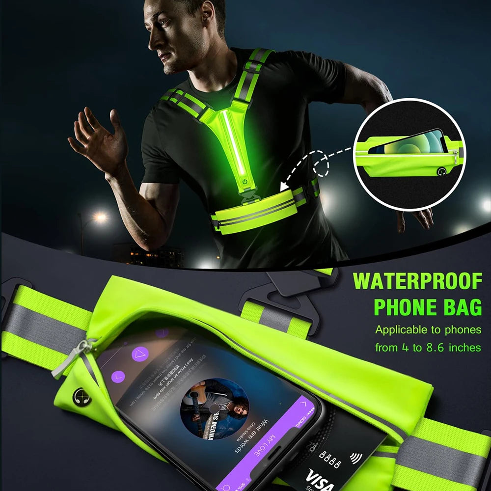 LED Reflective Running Vest USB Charging