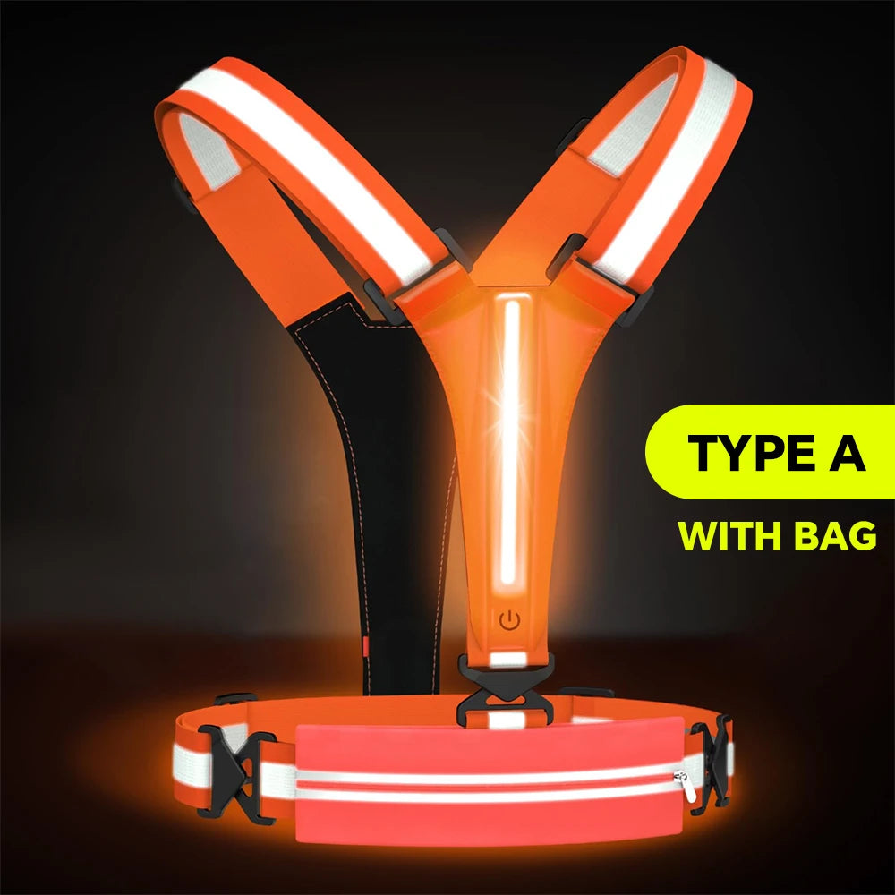LED Reflective Running Vest USB Charging