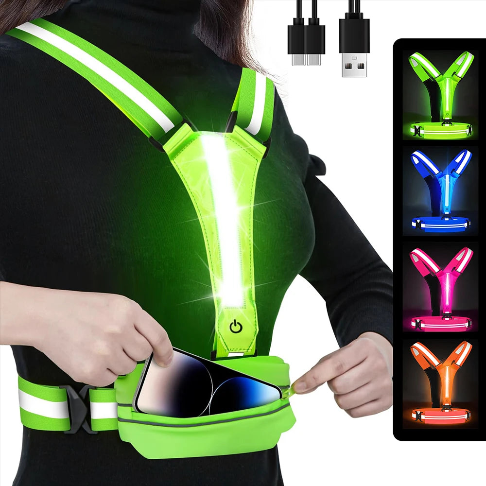 LED Reflective Running Vest USB Charging