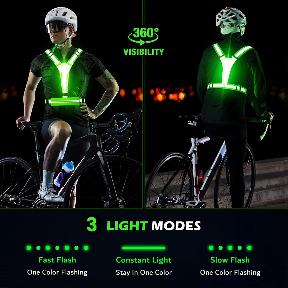 LED Reflective Running Vest USB Charging