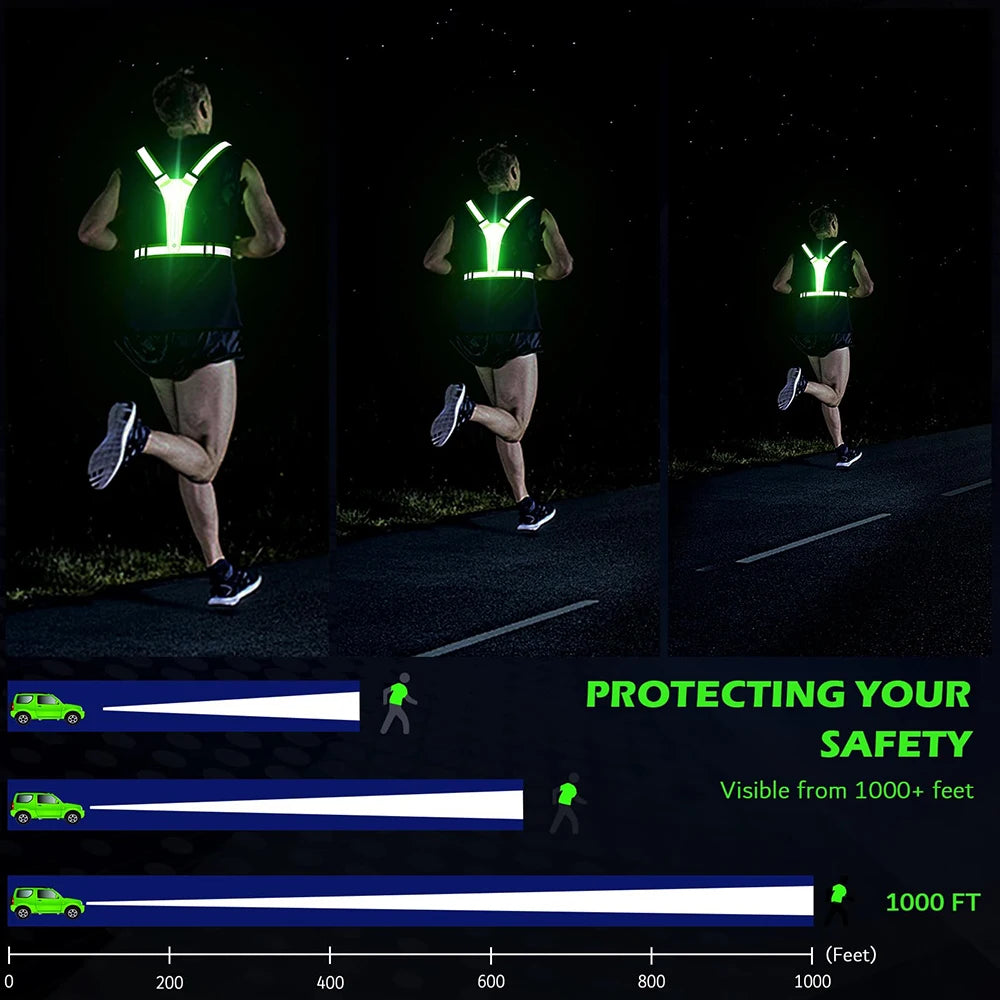 LED Reflective Running Vest USB Charging