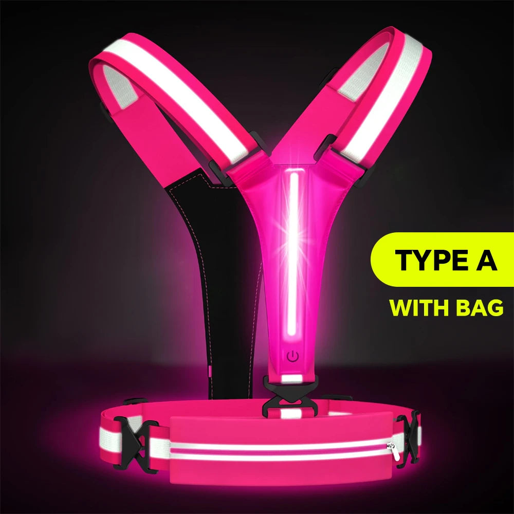 LED Reflective Running Vest USB Charging